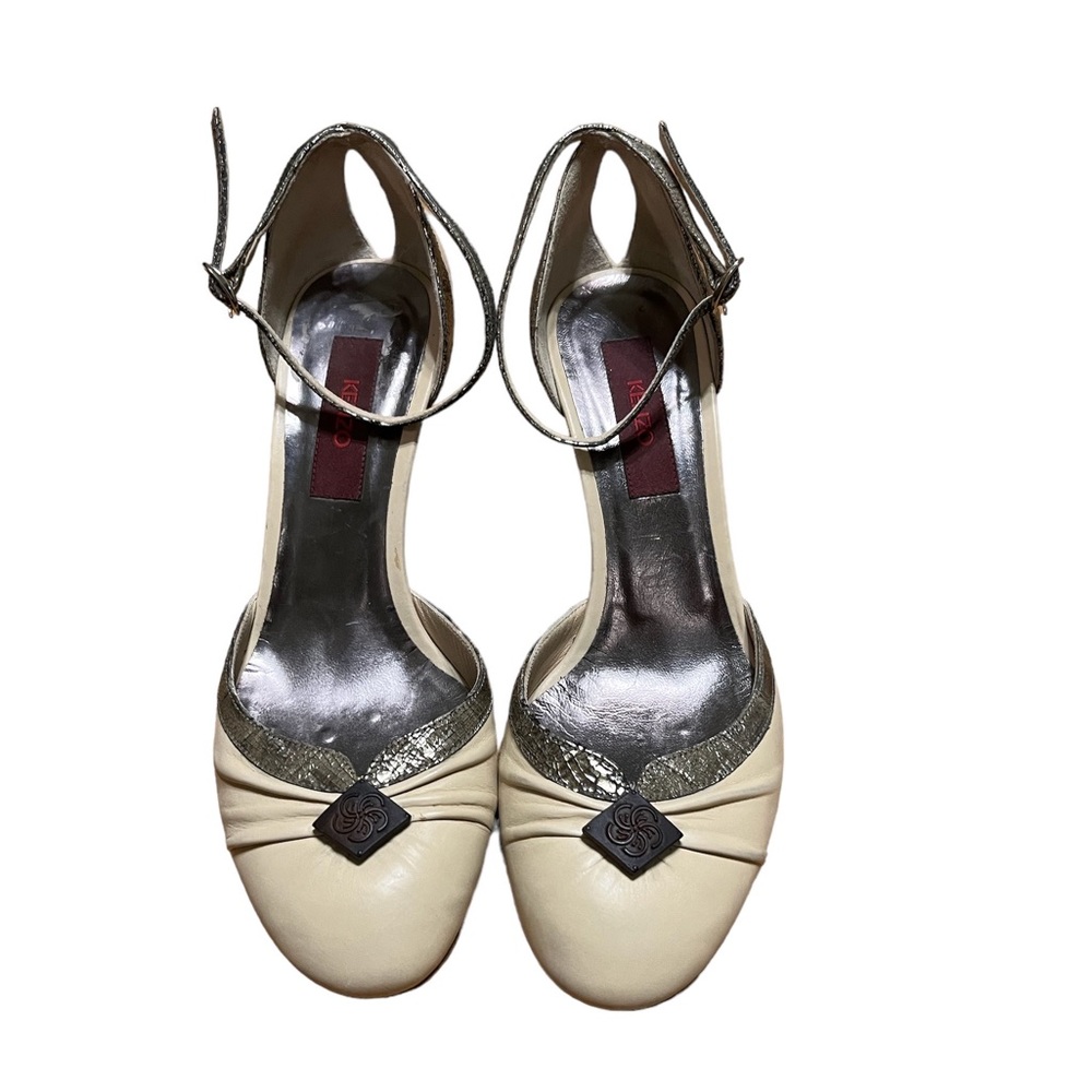 Kenzo leather cream peep toe heels size 39